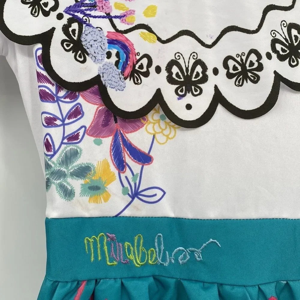 Disney Childs Encanto Mirabel Dress and Glasses Halloween Costume Small 4-6
